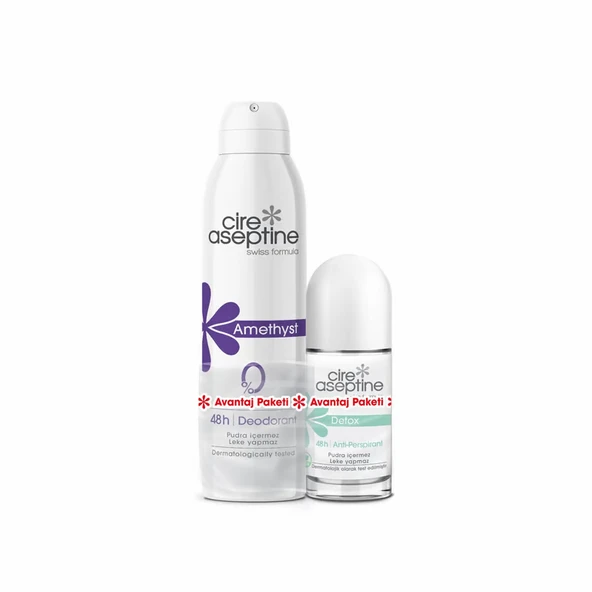 Cire Aseptine Amethyst Deodorant 150Ml+Detox Rollon 60Ml Avantaj Paketi ürün görseli 1
