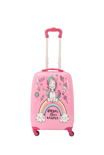 V307 ABS ÇOCUK VALİZ-PEMBE-UNICORN BASKI ürün görseli 1