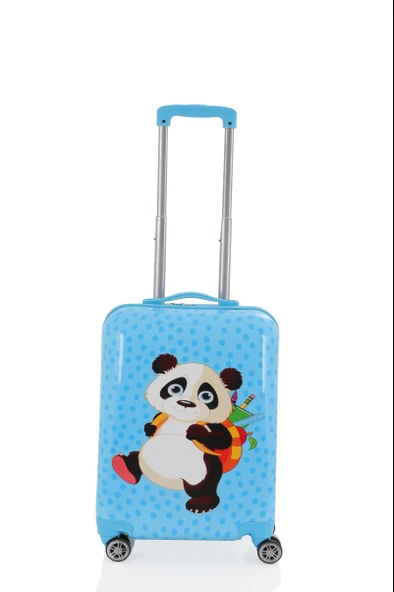V307 ABS ÇOCUK VALİZ-MAVİ-PANDA BASKI ürün görseli 1