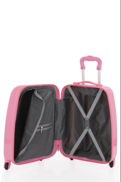 V307 ABS ÇOCUK VALİZ-PEMBE - HAPPY BASKI - Resim 4