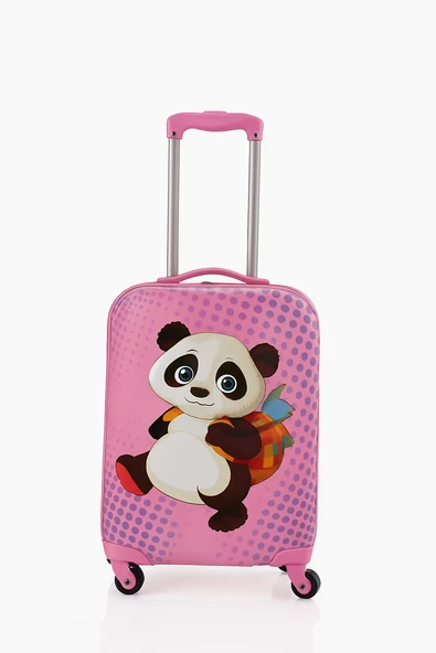 V307 ABS ÇOCUK VALİZ-PEMBE-PANDA BASKI ürün görseli 1