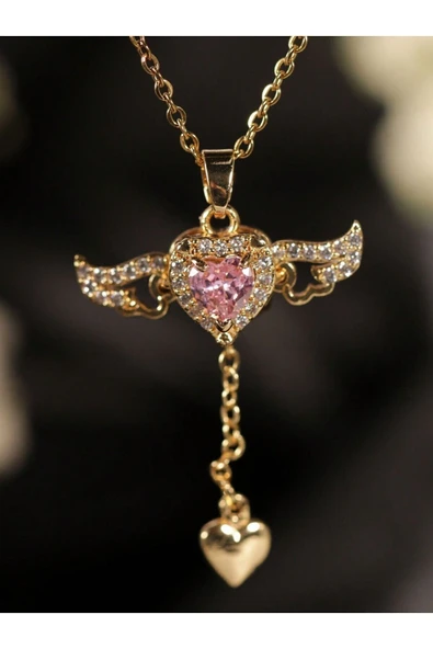 X-LADY ACCESSORİES X-LADY ACCESSORİES Altın Renk Sevgi Meleği Kolye Kadın Çelik Kolye - 3414 ürün görseli 1