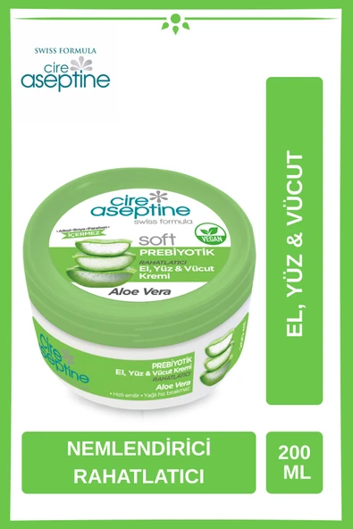 CIRE ASEPTINE CIRE ASEPTINE Cire Aceptine Soft prebiyotik Aloe Vera el, Yüz Ve Vücut Kremi 200 ml ürün görseli 1