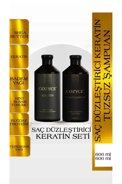 COZYCE COZYCE Protein Tuzsuz Şampuan Brezilya Fönü Keratin Saç Düzleştirici Keratin Seti ürün görseli 1