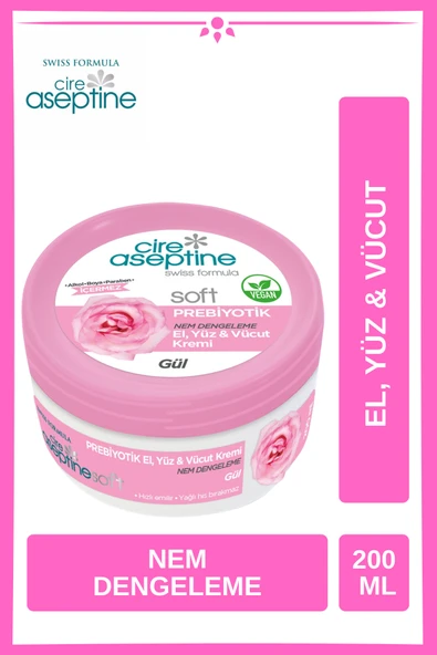CIRE ASEPTINE CIRE ASEPTINE Soft Gül Prebiyotik Nemlendirici Bakım Kremi 200 ml ürün görseli 1