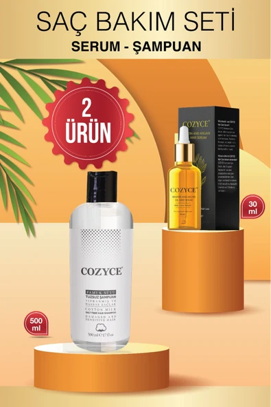 COZYCE COZYCE Pamuk Sütü & Yıpranmış Hassas Saçlar Tuzsuz Şampuan 500 ml Saç Bakım Serumu 30 ml ürün görseli 1