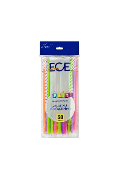 Ece Party Jelatinli Körüklü Pipet 50'li ürün görseli 1