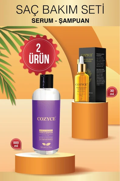 COZYCE COZYCE Biotin & Collagen Tuzsuz Şampuan 500 ml Keratin Ve Arganlı Saç Bakım Serumu 30 ml ürün görseli 1