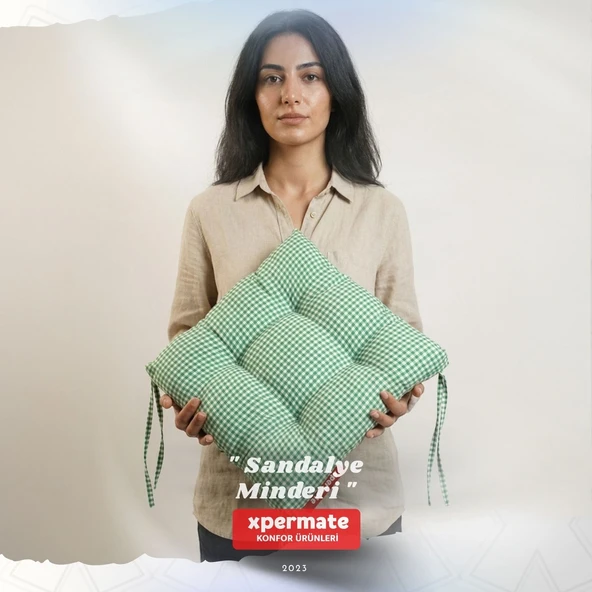 Pötikareli Sandalye Minderi 40x40 Pofidik Piknik Minderi Yeþil ürün görseli 1