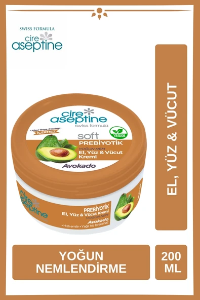 Cire Aseptine Soft Avokado Prebiyotik Nemlendirici Krem 200 ml ürün görseli 1