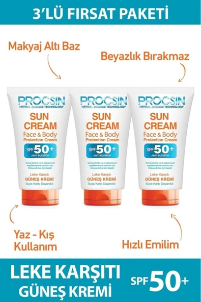PROCSIN PROCSIN Güneş Kremi (50 ML * 3 ADET) Fırsat Paketi ürün görseli 1