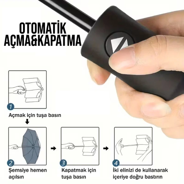 Siyah Kılıflı Otomatik Kompakt Şemsiye ürün görseli 1