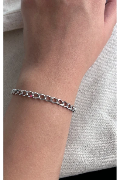 SOLEAH SOLEAH KLASİK VİP ÇELİK ZİNCİR BİLEKLİK SİLVER 19-21CM ürün görseli 1