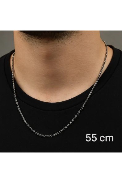 X-LADY ACCESSORİES X-LADY ACCESSORİES Gümüş Renk İnce Doc Unisex Çelik Kolye - 3365 ürün görseli 1
