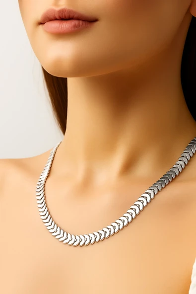 X-LADY ACCESSORİES X-LADY ACCESSORİES Gümüş Renk Kılçık Unisex Çelik Kolye - 3370 ürün görseli 1