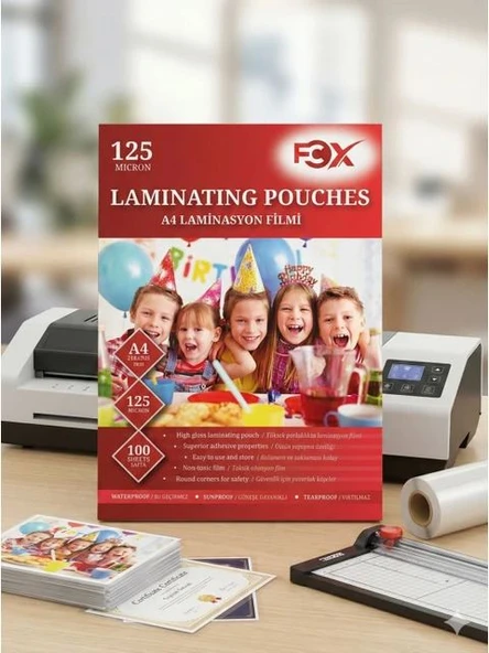 FCX Laminasyon Filmi Parlak A4 125Mic 100'lü ürün görseli 1