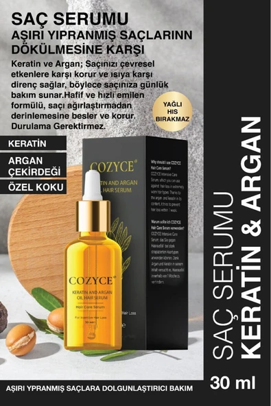 COZYCE COZYCE Saç Serum Yağı Aşırı Yanmış Yıpranmış Saçlar Için Hızlı Uzatan Keratin & Argan Bakım Yağı 30 ml ürün görseli 1