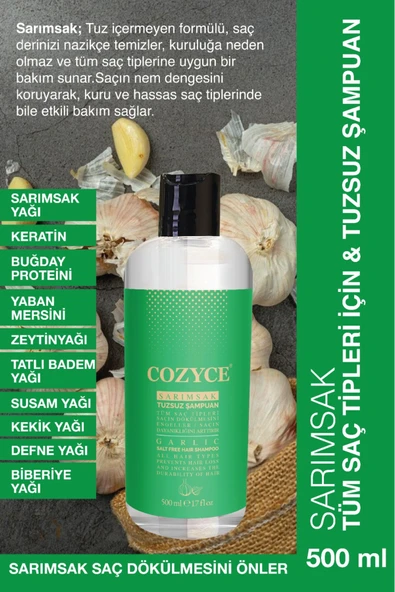 COZYCE COZYCE Sarımsak & Tüm Saç Tipleri Için Tuzsuz Şampuan 500 ml ürün görseli 1