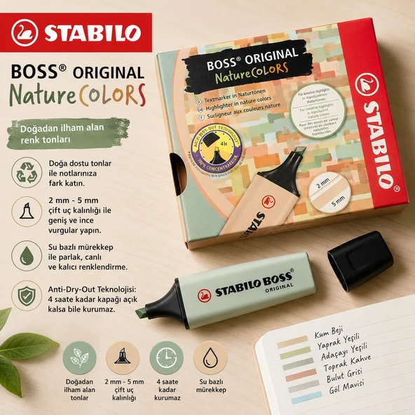 Fosforlu Kalem Boss Naturecolors Esintili Mavi 70/163 10 Lu Paket ürün görseli 1