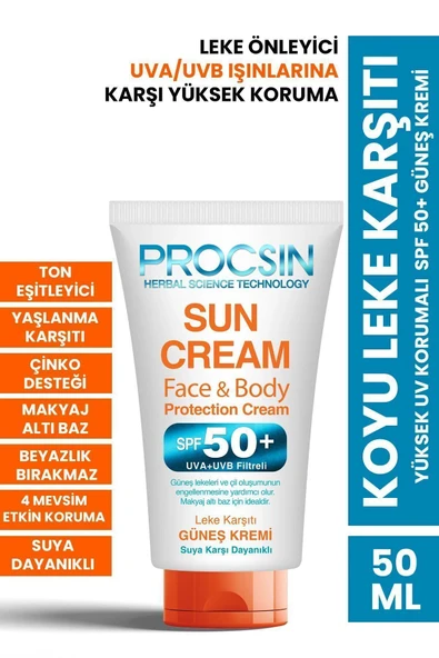 PROCSIN PROCSIN Yüksek Uv Korumalı Koyu Leke Önleyici Spf 50 Güneş Kremi 50 ml ürün görseli 1