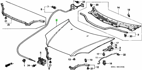 Honda Civic 1999-2001 Motor Kaputu Sedan Ve Hatcback (Oem No: 60100S04020Zz) ürün görseli 1