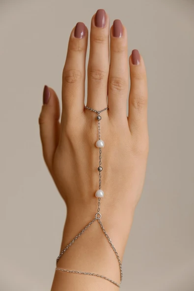X-LADY ACCESSORİES X-LADY ACCESSORİES Gümüş Renk Kalp İnci Zincir Çelik Şahmeran - 3546 ürün görseli 1