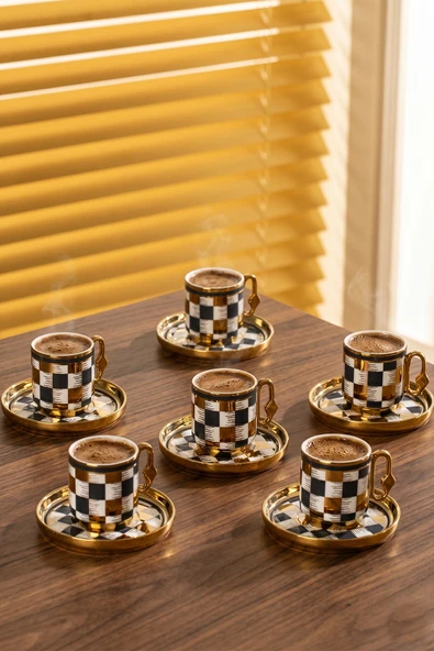 Perotti 16992-1 Rose Dama 6 Kişilik Porselen Fincan Seti 12 Parça Türk Kahvesi Fincanı Takımı-90ml ürün görseli 1