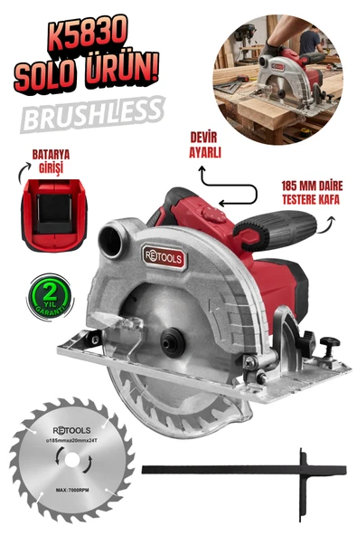 RETOOLS K5830 185 MM DAİRE TESTERE KAFA ürün görseli 1