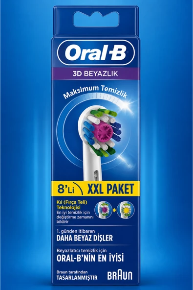 Oral-B 3D White 8'li Diş Fırçası Yedek Başlığı ürün görseli 1