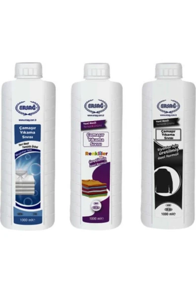 Ersağ Ersağ Çamaşır Yıkama Sıvısı (Beyazlar + Siyahlar + Renkliler Için 3lü Set) 1000 Ml. ürün görseli 1