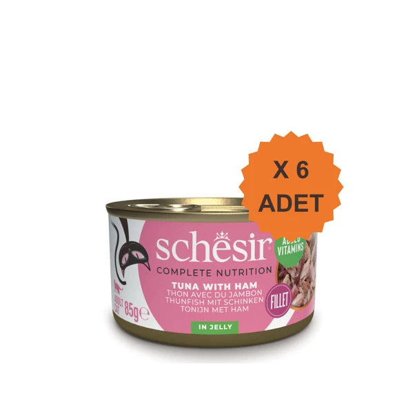 Schesir Jelly Ton Balığı ve Jambon Jöle İçinde Yetişkin Kedi Konservesi 85Gr X 6 Adet ürün görseli 1