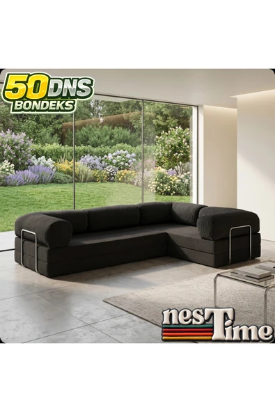 NESTİME Nestime® 300x200 cm Kapalı Köşe Modüler Sünger Koltuk Takımı Fume ürün görseli 1