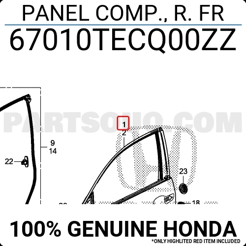 Honda Civic (2016 Yılında Çıkan Kasa) Fc5 Ön Kapı Sağ (Oem No: 67010Tecq00Zz) ürün görseli 1