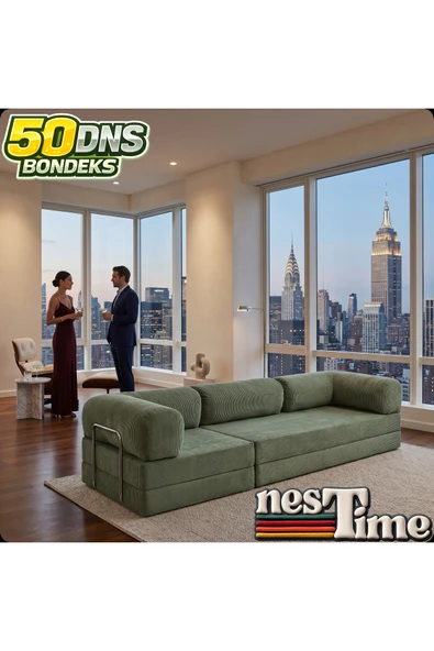 NESTİME 300X100 Modüler Sünger Kanepe,Taşınabilir, Yatak Olabilen,50 DNS Sünger Yeşil ürün görseli 1