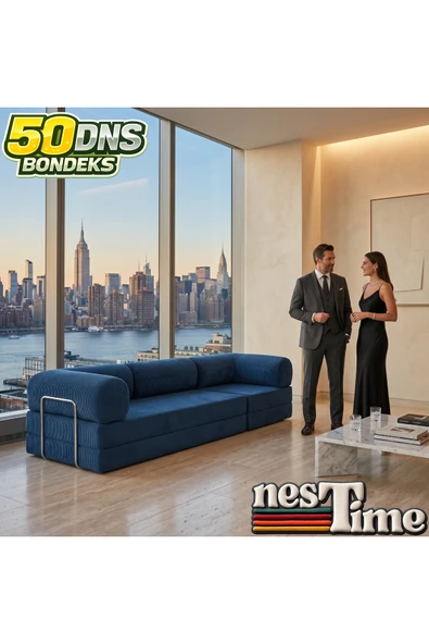 NESTİME 300X100 Modüler Sünger Kanepe,Taşınabilir, Yatak Olabilen,50 DNS Sünger Lacivert ürün görseli 1