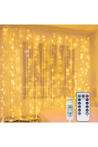 8 Fonksiyonlu Peri Perde Led Uzaktan Kumandalı Günışığı Perde Peri Led (3 mt x 3 mt) ürün görseli 1