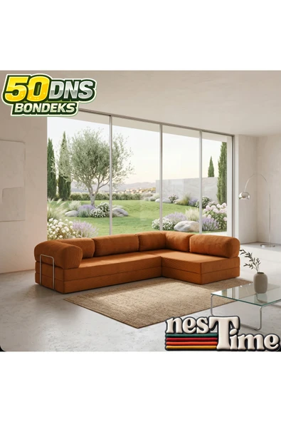 NESTİME Nestime® 300x200 cm Açık Köşe Modüler Sünger Koltuk Takımı Turuncu ürün görseli 1