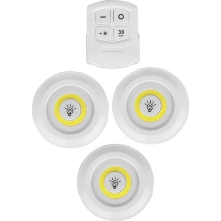 Uzaktan Kumandalı Yapışkanlı 3'lü Led Spot Lamba ürün görseli 1