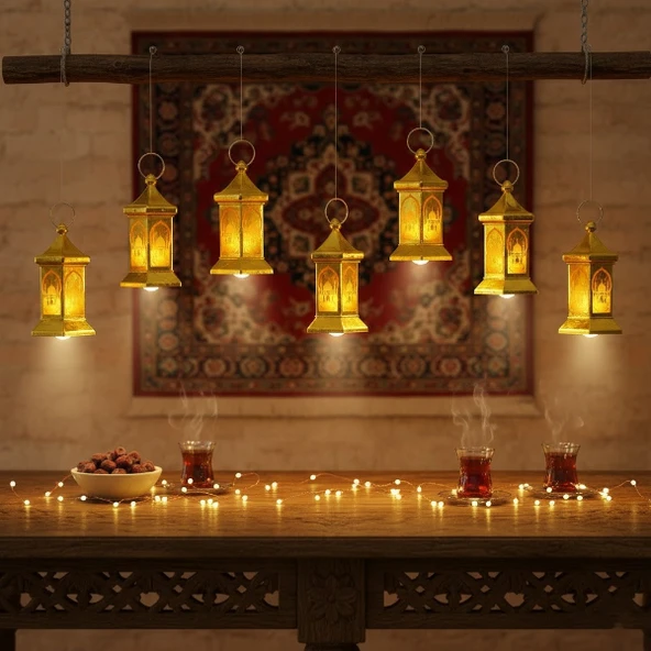 Ramazan Temalı Altıgen Kubbe LED Lamba ürün görseli 1