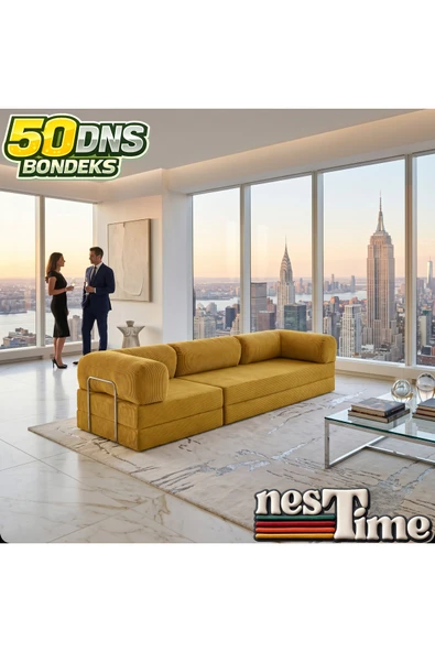NESTİME 300X100 Modüler Sünger Kanepe,Taşınabilir, Yatak Olabilen,50 DNS Sünger HARDAL ürün görseli 1