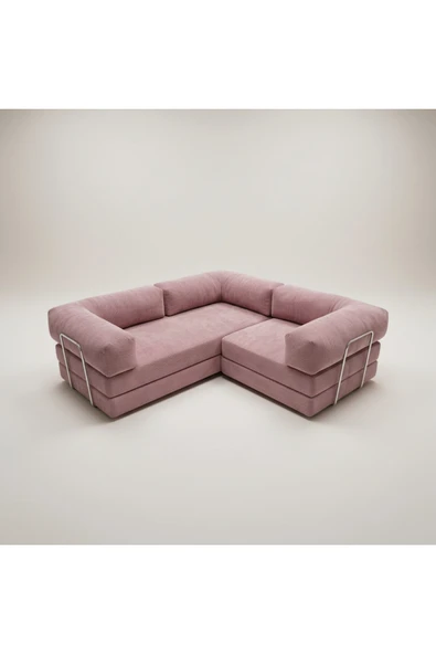 NESTİME Nestime® 200x200 cm Modüler Sünger L Koltuk Takımı Pembe ürün görseli 1