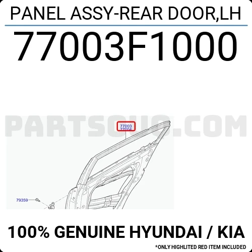 Kia Sportage Arka Kapı Sol 2016- (Oem No:  77003F1000) ürün görseli 1