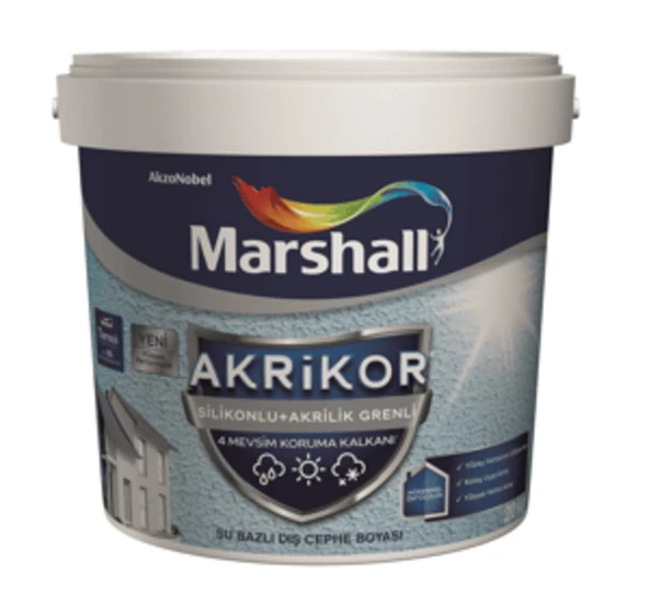 Marshall Akrikor Silikonlu + Akrilik Grenli Dış Cephe Boyası S4 20Kg ürün görseli 1