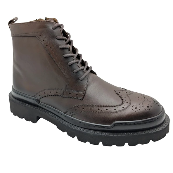 Gianni Maggi 2923 - İçi Dışı Hakiki Deri Brogue Detaylı EVA Taban Erkek Postal Bot ürün görseli 1