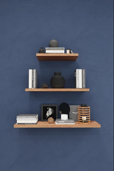 Modern 3'lü Uçan Raf Çok Amaçlı Duvar Rafı Organizer %100 MDF Kitaplık Mutfak Banyo Rafı DRF05  PETRA ürün görseli 1