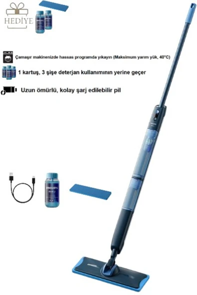 Philips Islak Kuru Zemin Temizleyici Elektrikli Mop Kablosuz Şarjlı Yer Silme Makinesi Kendi Kendini ürün görseli 1