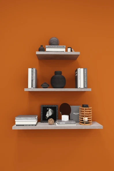 Modern 3'lü Uçan Raf Çok Amaçlı Duvar Rafı Organizer %100 MDF Kitaplık Mutfak Banyo Rafı DRF05  RETRO TAŞ ürün görseli 1