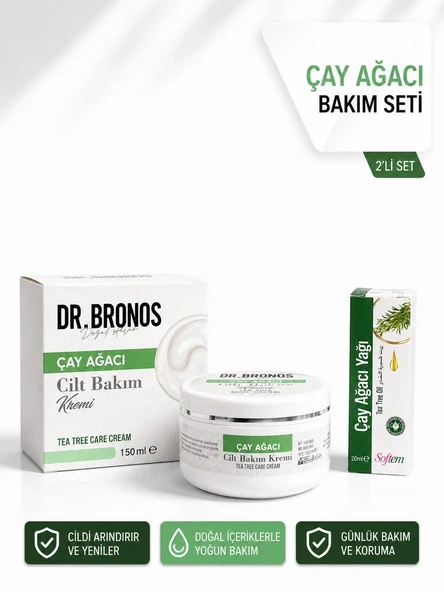 DR.BRONOS Çay Ağacı Cilt Bakım Kremi 150 ml. | Softem Çay Ağacı Yağı 20 ml. ürün görseli 1