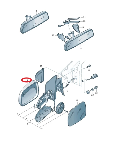 Volkswagen Polo 2005-2008 Dış Ayna Kapağı Siyah Sol (Oem No: 1Z08575379B9) ürün görseli 1