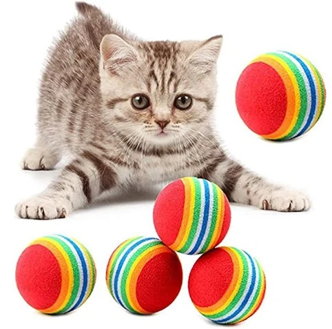 2 ADET GÖKKUŞAĞI RENKLI KEDI KÖPEK OYUN TOPU ürün görseli 1